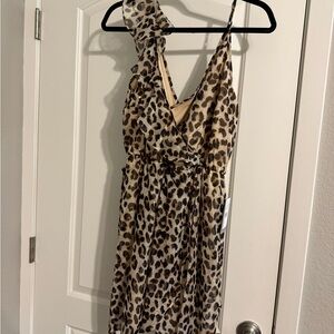 Leopard Print One Shoulder Dress